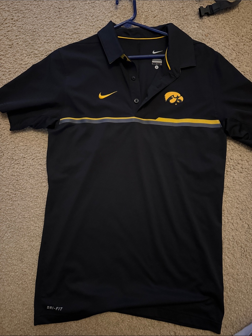 Nike Black & Gold Men’s Polo with Iowa Hawkeyes Logo